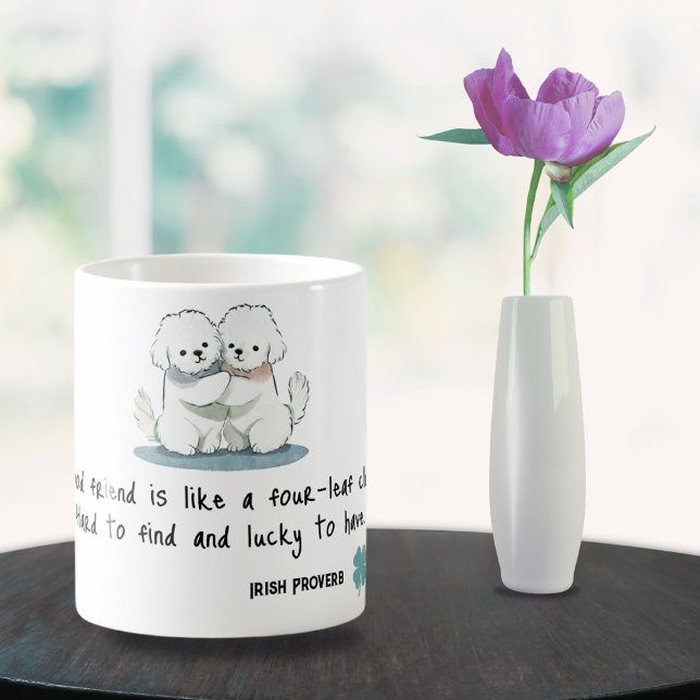 Bichon-vänner med en offert kaffemugg (Skapare uppladdad)