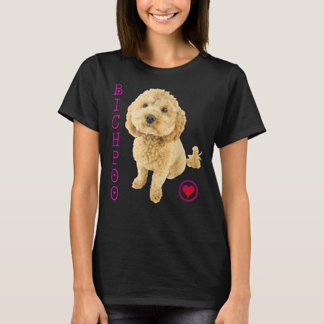 Bichpoo Puppy Hund Kor Noodle Toppen Cute B T Shirt (Framsida)