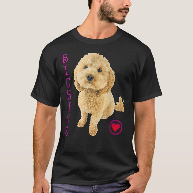 Bichpoo Puppy Hund Kor Noodle Toppen Cute B T Shirt (Framsida)
