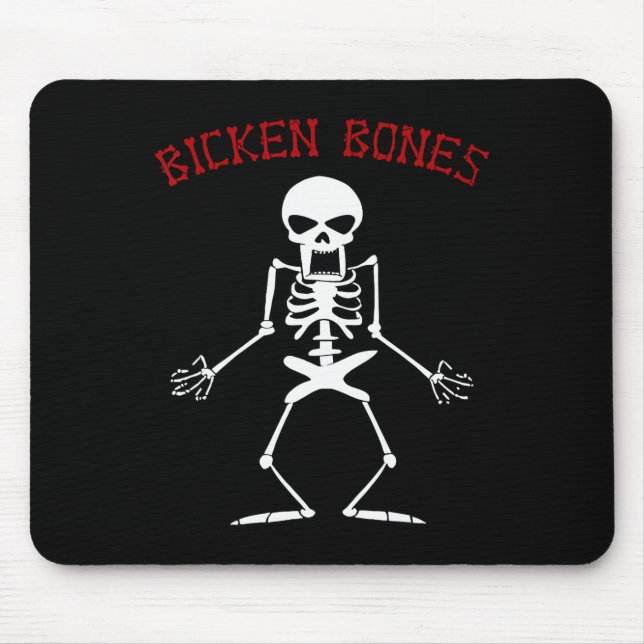 Bicken Bones Skeleton Halloween Funny Bones Kärlek Musmatta (Framsidan)