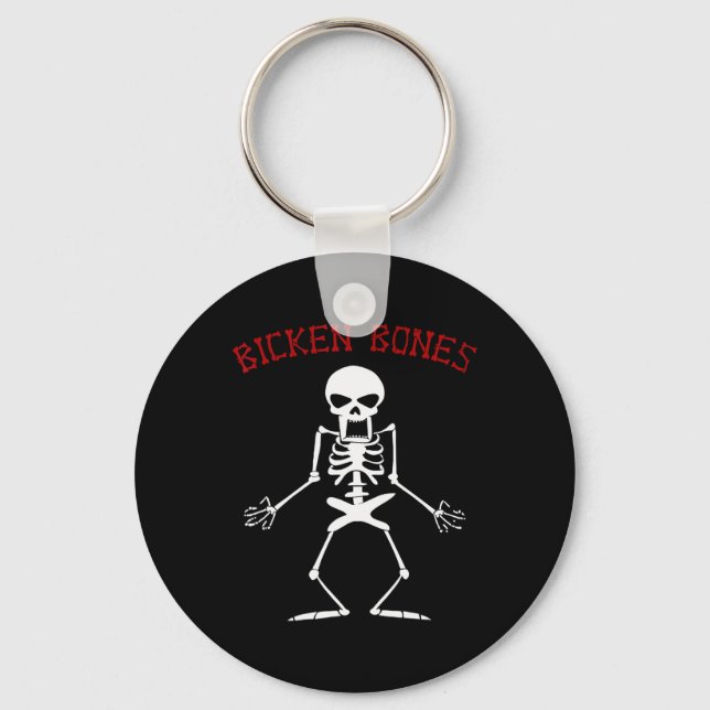 Bicken Bones Skeleton Halloween Funny Bones Kärlek Nyckelring (Framsida)