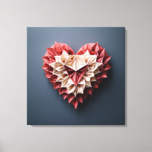 Bicolor origami-hjärta canvastryck