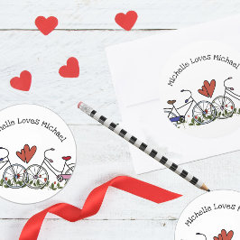 Bicycle Älskare Valentine Runt Klistermärke