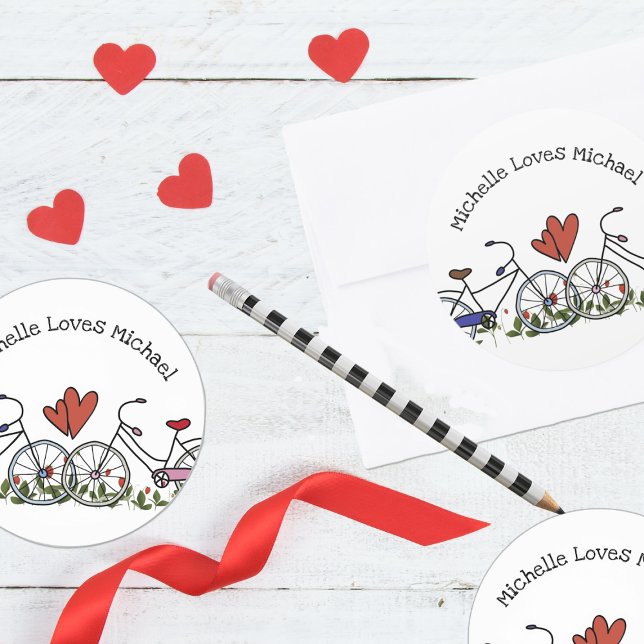 Bicycle Älskare Valentine Runt Klistermärke (Skapare uppladdad)