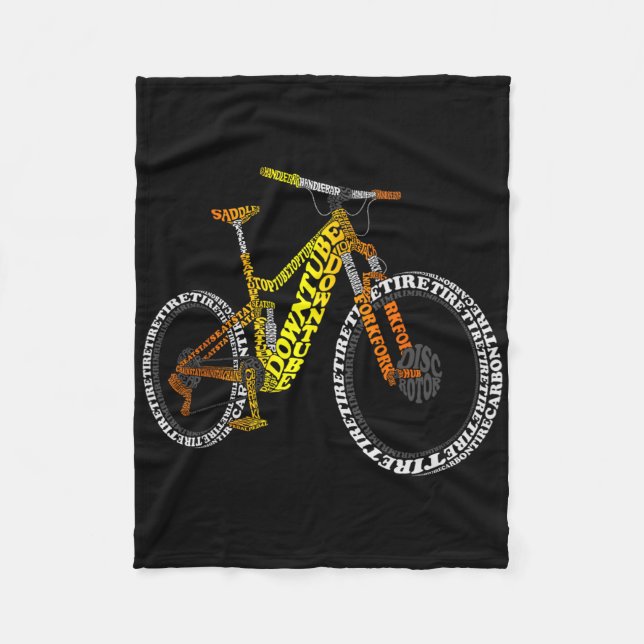 Bicycle Anatomy Mountain Bike Mtb Parts Funny Bike Fleecefilt (Framsidan)