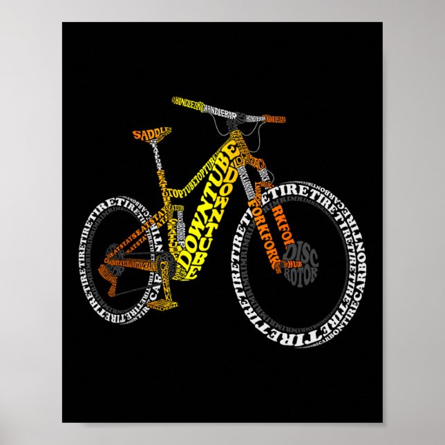 Bicycle Anatomy Mountain Bike Mtb Parts Funny Bike Poster (Framsidan)
