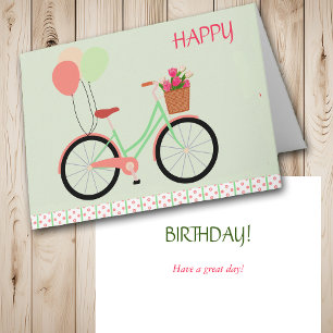 Bicycle and Balloth Birthday Kort