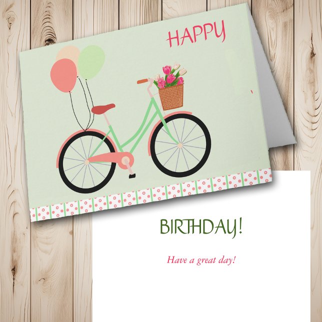 Bicycle and Balloth Birthday Kort (Skapare uppladdad)