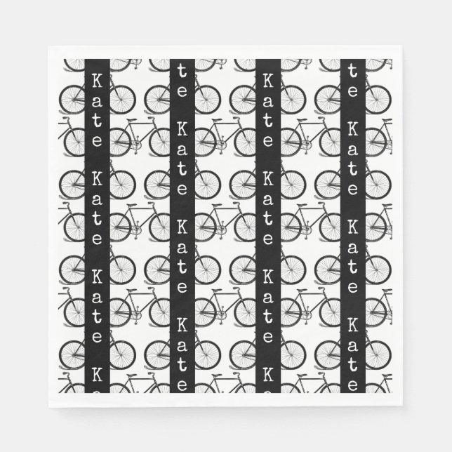 Bicycle Art Mönster Stripe CUSTOM NAME & FÄRG Pappersservett (Framsidan)
