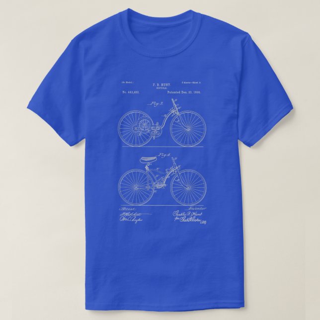 Bicycle Attachment 1892 Patent Print Shirt, Gammal T Shirt (Design framsida)