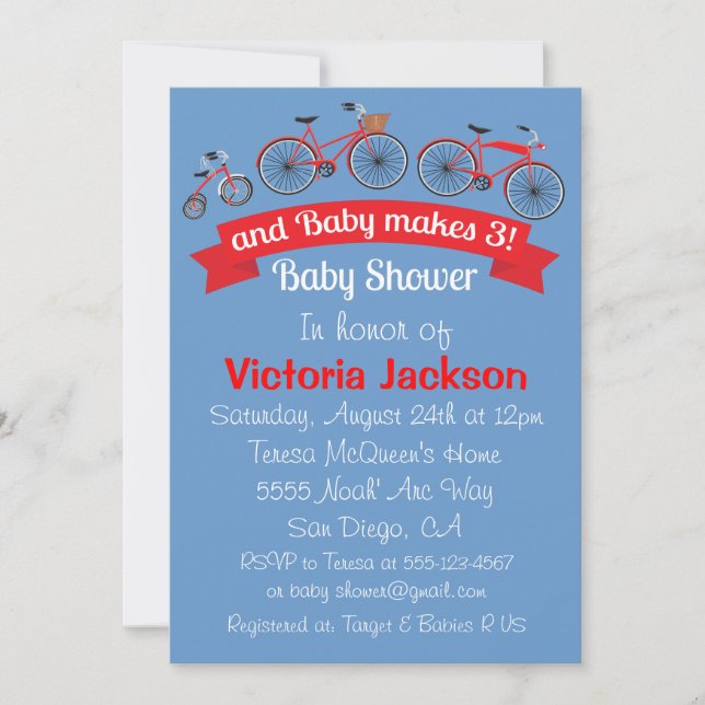 Bicycle Baby Shower-inbjudan Inbjudningar (Framsida)