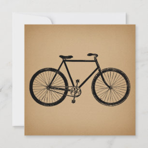 Bicycle Bike Illustration Vintage Brown Cycling Julkort