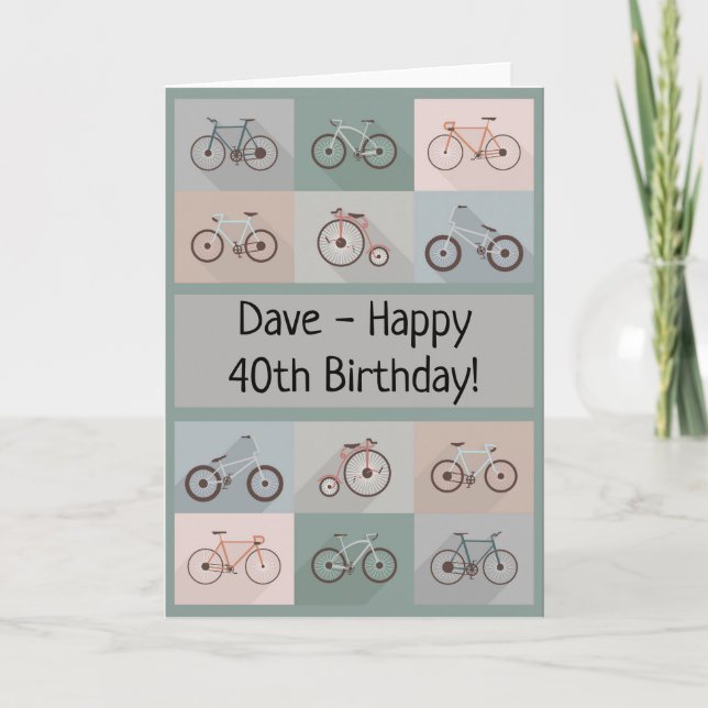 Bicycle Birthday Card Man Male Boy Kort (Framsida)