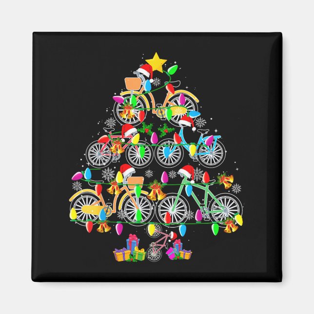 Bicycle Christmas Tree Funny Santa Bicycle Lover B Magnet (Framsidan)