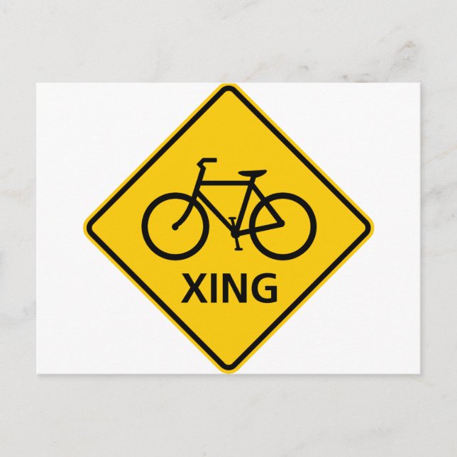 Bicycle Crosing Highway Sign Vykort (Framsida)