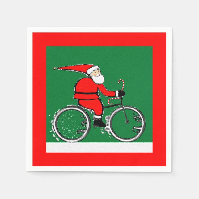 Bicycle Cycling Christmas Holiday Pappersservett (Framsidan)