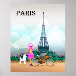 Bicycle Eiffel Torn Paris Frankrike Poster