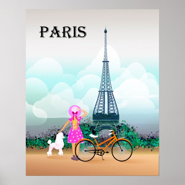 Bicycle Eiffel Torn Paris Frankrike Poster (Framsidan)