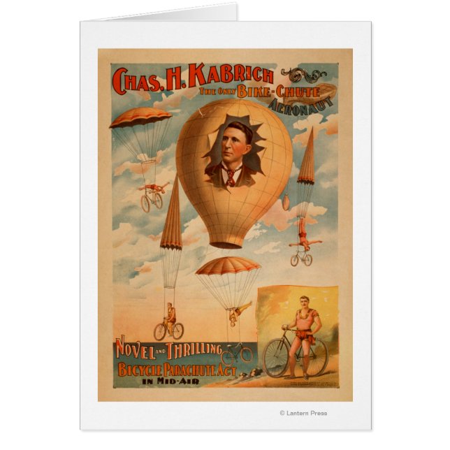 Bicycle Fallskärm i mitten av luft-teatern Hälsningskort (Framsidan)