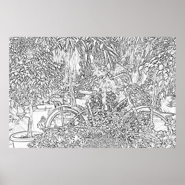 Bicycle för svartvit konst poster (Framsidan)