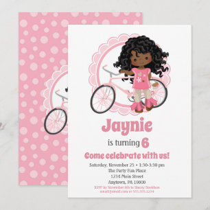 Bicycle Girl Birthday Investigation African Americ Inbjudningar
