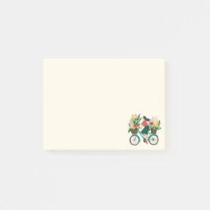 Bicycle Girl Flowers Livsmedel Shopping List Post-it Block