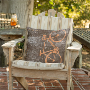 Bicycle i stil/Bike på nödlidande bruna Utomhuskudde