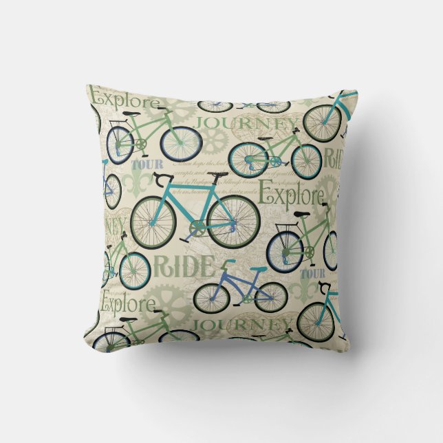 Bicycle Journey Blue Kudde (Framsida)