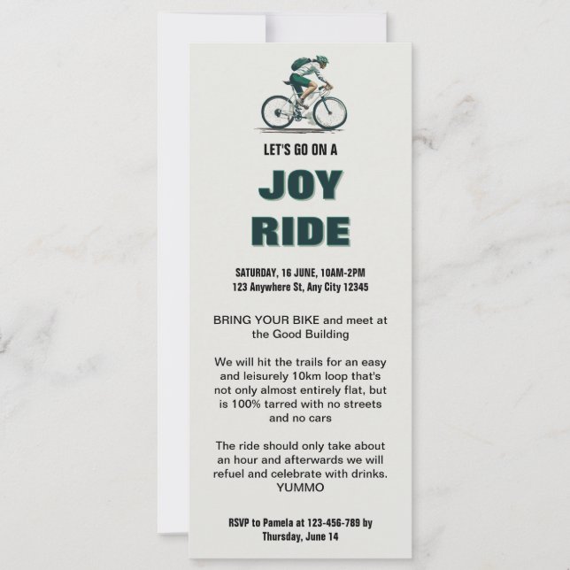 Bicycle Joy Ride-inbjudan Inbjudningar (Framsida)