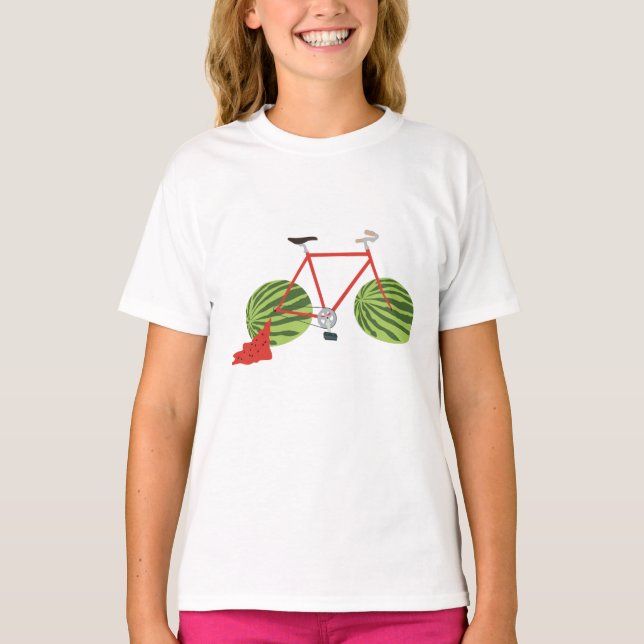 Bicycle med Watermelon Hjul T Shirt (Framsida)