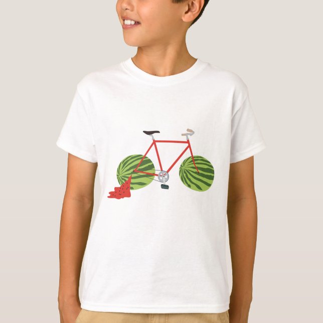 Bicycle med Watermelon Hjul T Shirt (Framsida)
