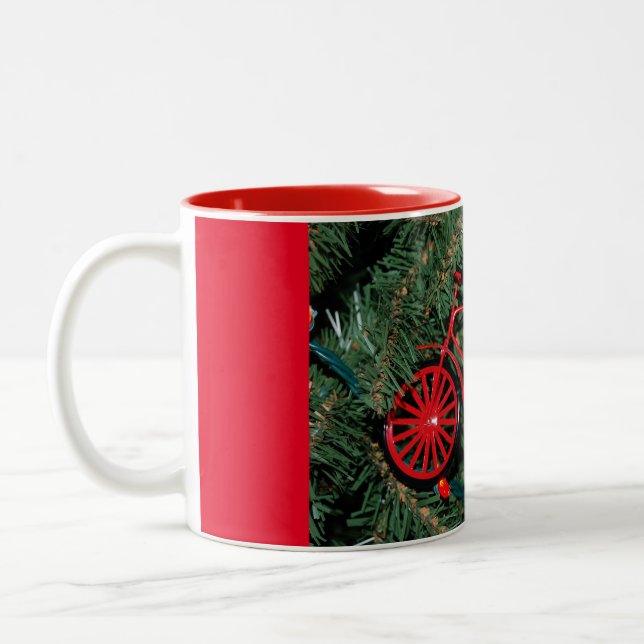 Bicycle Ornament på Julgran Två-Tonad Mugg (Vänster)