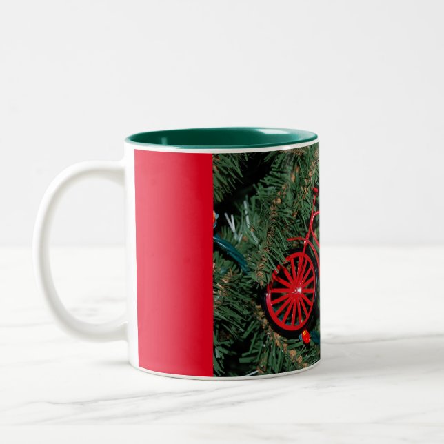 Bicycle Ornament på Julgran Två-Tonad Mugg (Vänster)