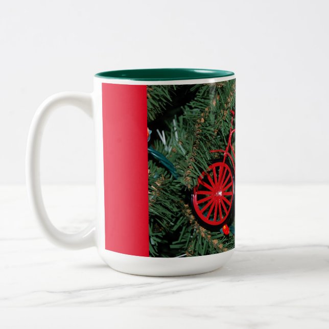 Bicycle ornament på Julgran Två-Tonad Mugg (Vänster)