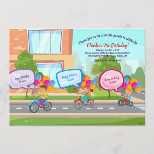 Bicycle Parad Birthday-firandeinbjudan Inbjudningar
