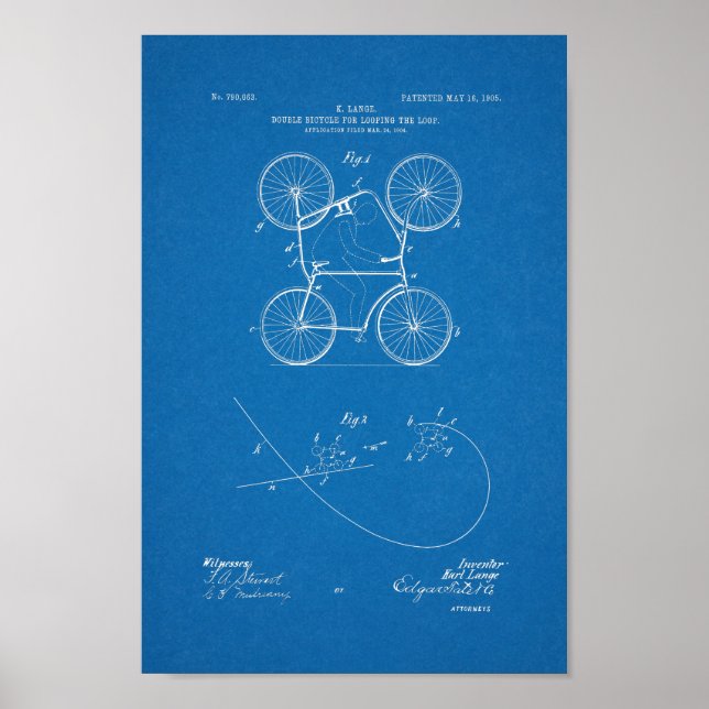 Bicycle Patent Dubbla Art 1905 Vintage Poster (Framsidan)