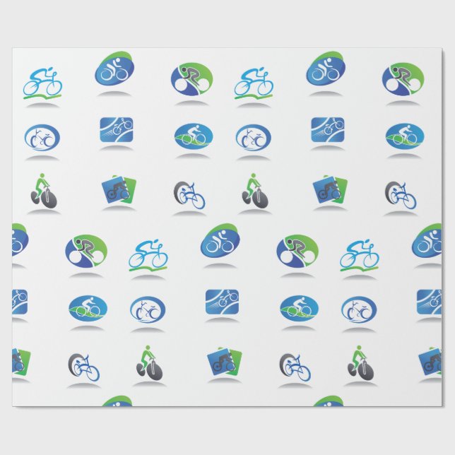 Bicycle Racing Icons Blue and Green Sport Presentpapper (Platt)