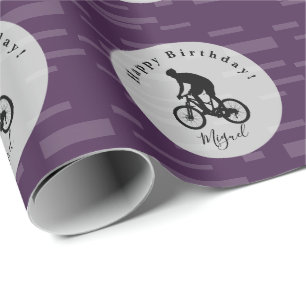 Bicycle Rider Birthday Gift Wrap any färg HAMbyWG Presentpapper