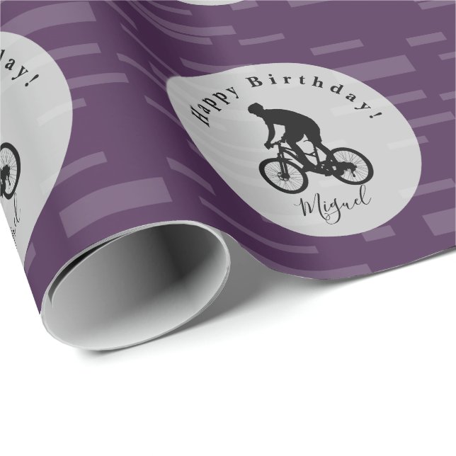 Bicycle Rider Birthday Gift Wrap any färg HAMbyWG Presentpapper (Rullad Hörn)