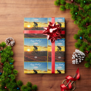 Bicycle Rider Birthday Gift Wrap any färg HAMbyWG Presentpapper