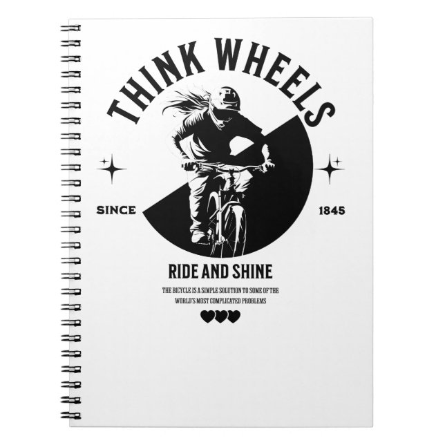 Bicycle Riders Black and White Notebook Anteckningsbok (Framsidan)