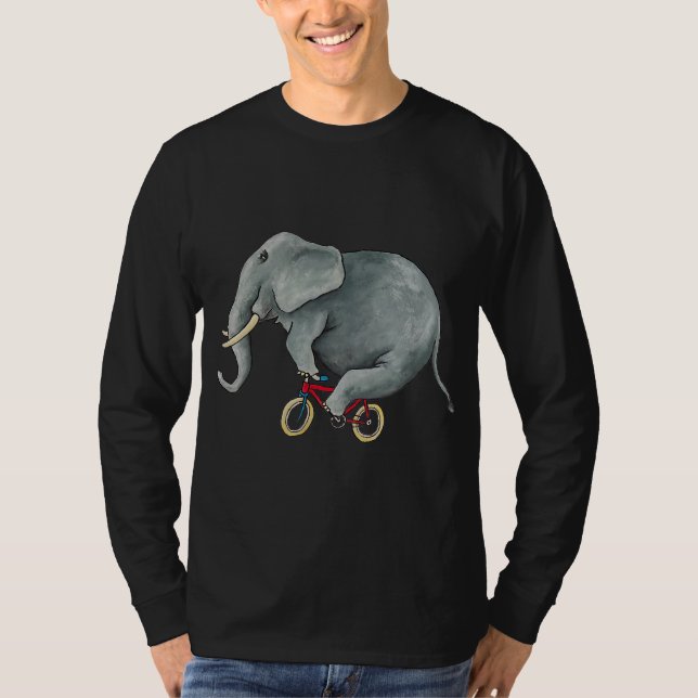 Bicycle Riding Cute Elephant Bike Rider Elephant L T Shirt (Framsida)
