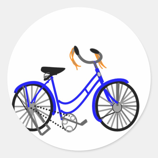 Bicycle Teckning, Stil 1950 Runt Klistermärke (Framsida)