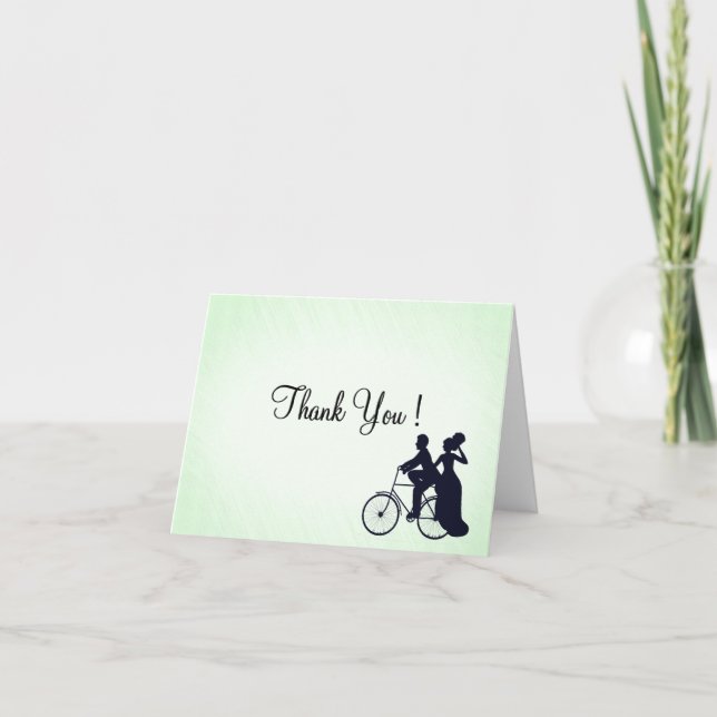 Bicycle Theme bröllopsinbjudan Mint Tack Kort (Framsida)