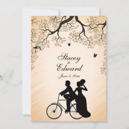 Bicycle Theme Wedbjudande Peach Inbjudningar