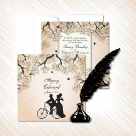 Bicycle Theme Wedbjudande Peach Inbjudningar