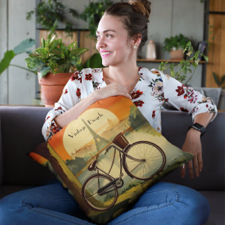 Bicycle Travel Poster, Parisanpassadet Kudde