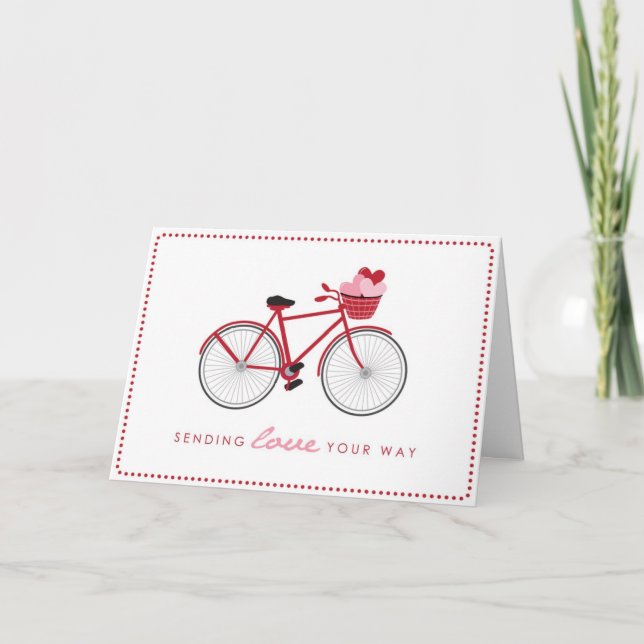 Bicycle Valentine Day Card med hjärtan Helgkort (Framsida)