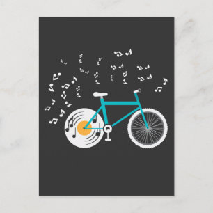 Bicycle Vinyl Record Player Bike Musik noter Vykort