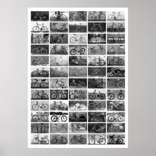 BICYCLES Collage - Svartvitt Poster